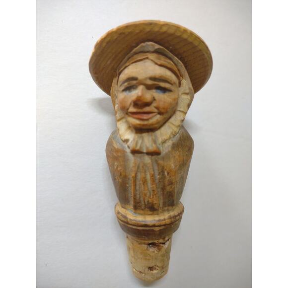 ANRI Dolly Varden Charles Dickens Bottle Stopper Barware Italy Cork Vintage Wood